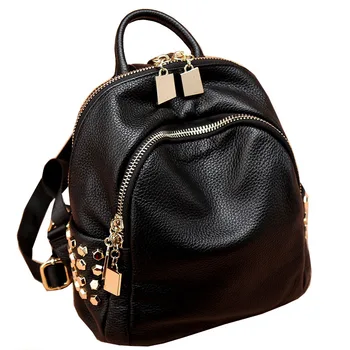

Female Backpack Genuine leather Korean fashion simple leather Student college style wild book bagpack female Travel backpack