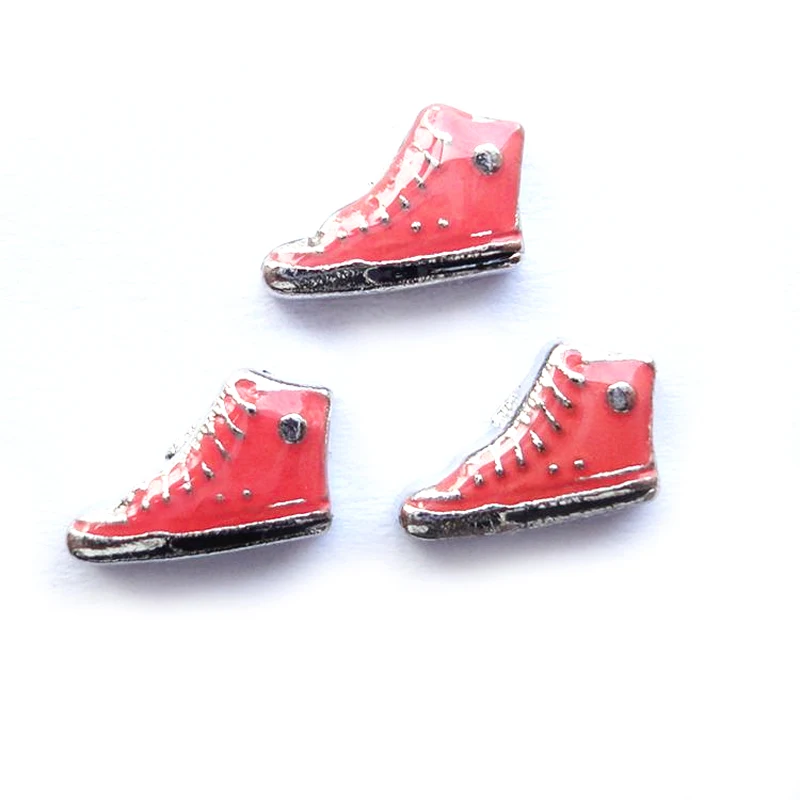 

2016 New 20pcs/lot Diy Fashion Floating Alloy Enamel Sport Shoes Charms For Living Memory Locket