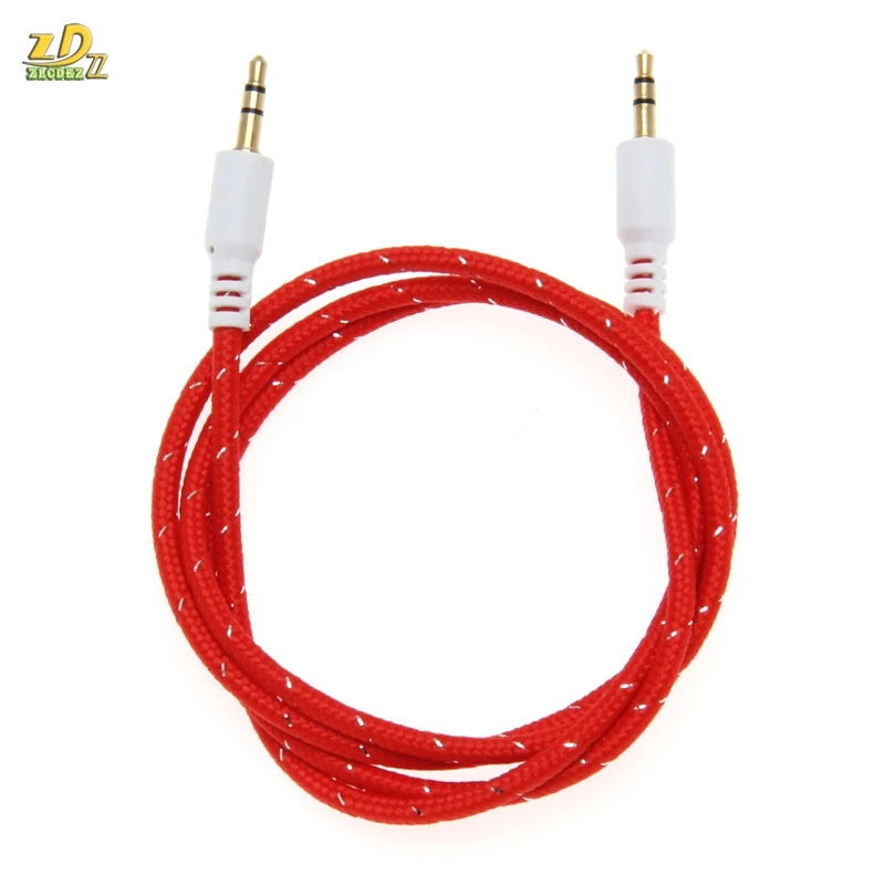 Дешевый аудиокабель штырь 3 5 мм 1 м тканевый плетеный кабель AUX Jack для смартфона