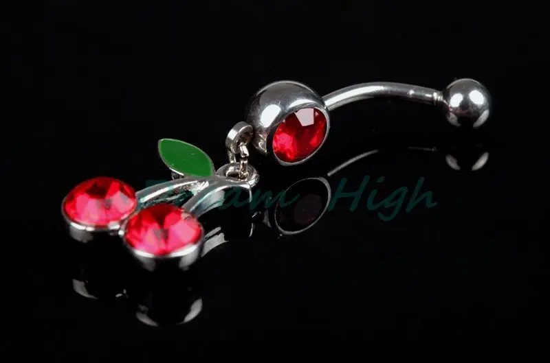 Free Shipping Navel Piercing Red Cherry belly button ring Fashion Body piercing 5 7days 240pcs