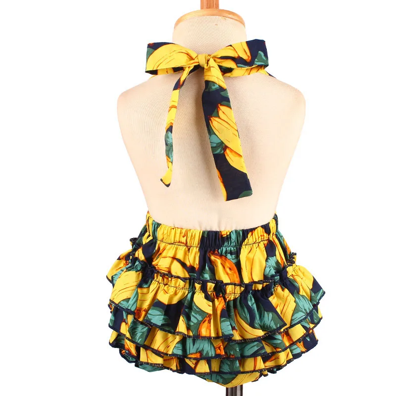 Sleeveless Infant Newborn Romper 2pcs Baby Girls Clothes Jumpsuit Banana Print New Summer Bandage Playsuit Sunsuit Outfits (2)