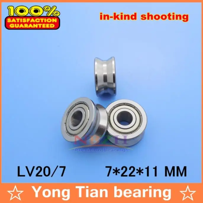 7mm 0.276 inch v groove Guide roller bearings LV20/7 ZZ V 22 LV2017 RV20/7 10 7*22*11 (Precision