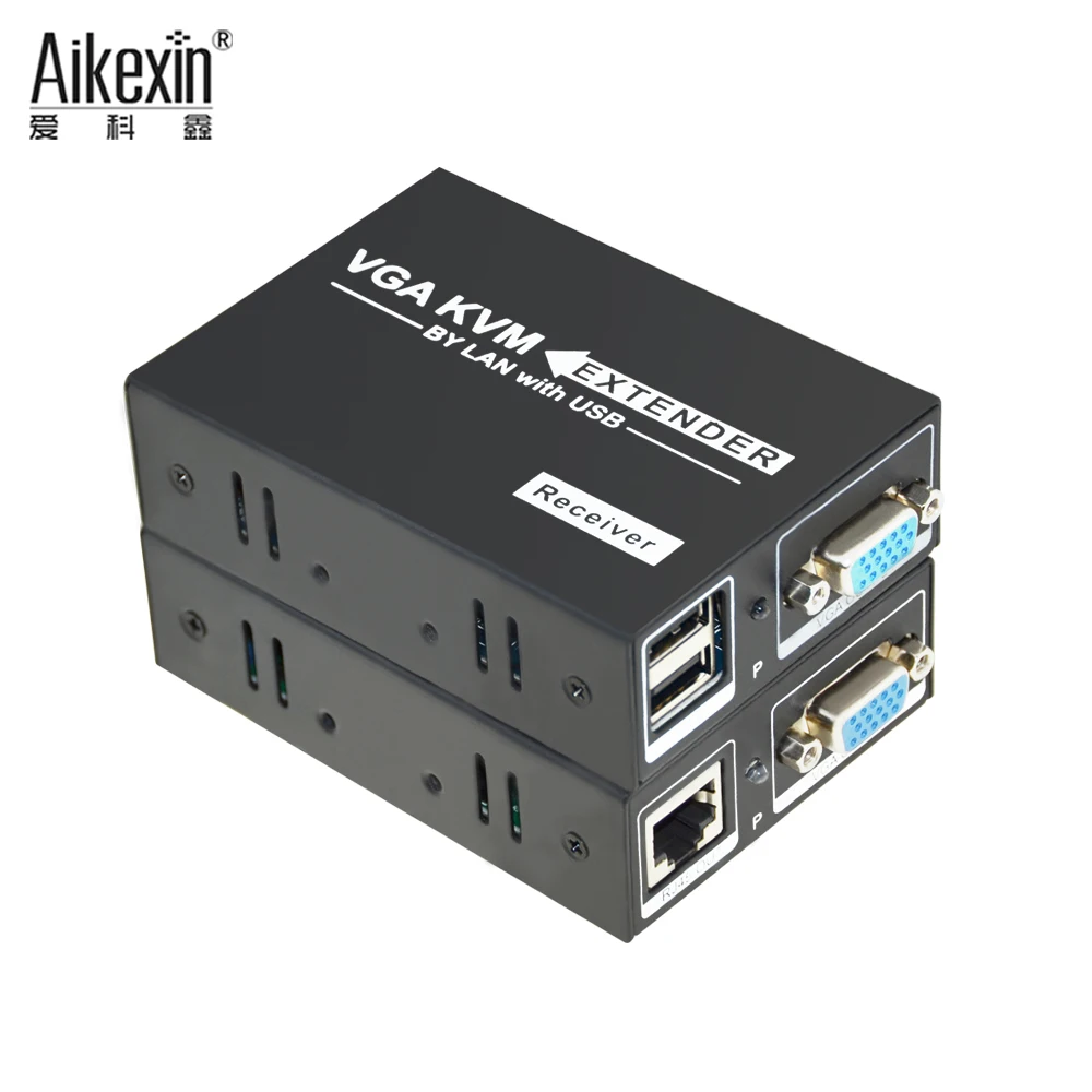 Aikexin VGA KVM Extender 200M,656ft USB VGA KVM Extender by CAT5e/6 LAN