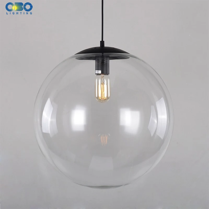 Стеклянная Подвесная лампа E27 для гостиной/столовой/спальни, современное освещение, винтажный шнур, подвесные светильники, светодиодный прозрачный стеклянный шар