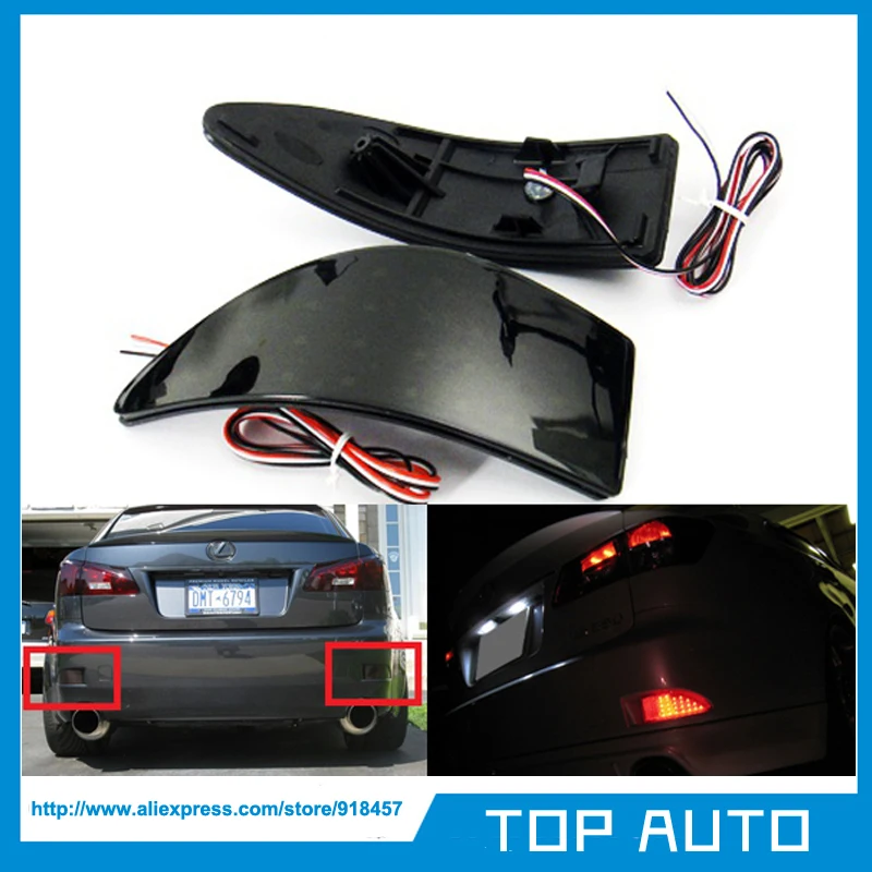

LY012-2 Black Smoked Lens LED Bumper Reflector Tail Brake Light Red Color for XE20 2006-13 Lexus IS 250 350