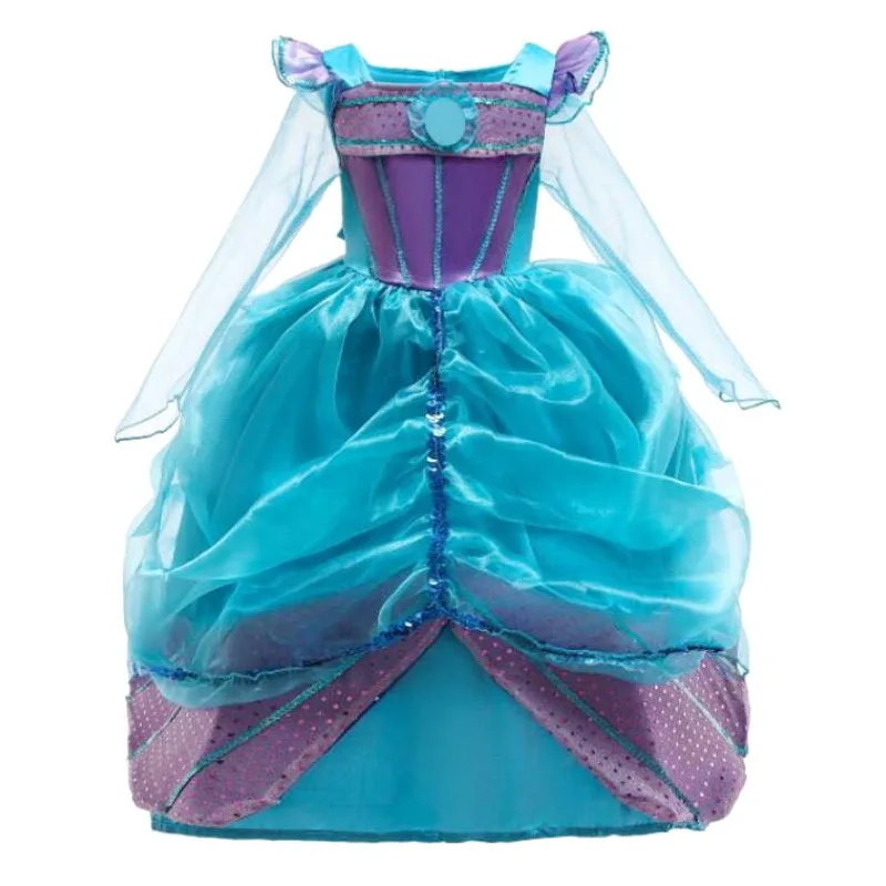 

2019 New Mermaid Fancy Costumes Dress Kids Girls Sequin Princess Birthday Party Cosplay Clothes Ruffle Sleeve Mermaid Vestido