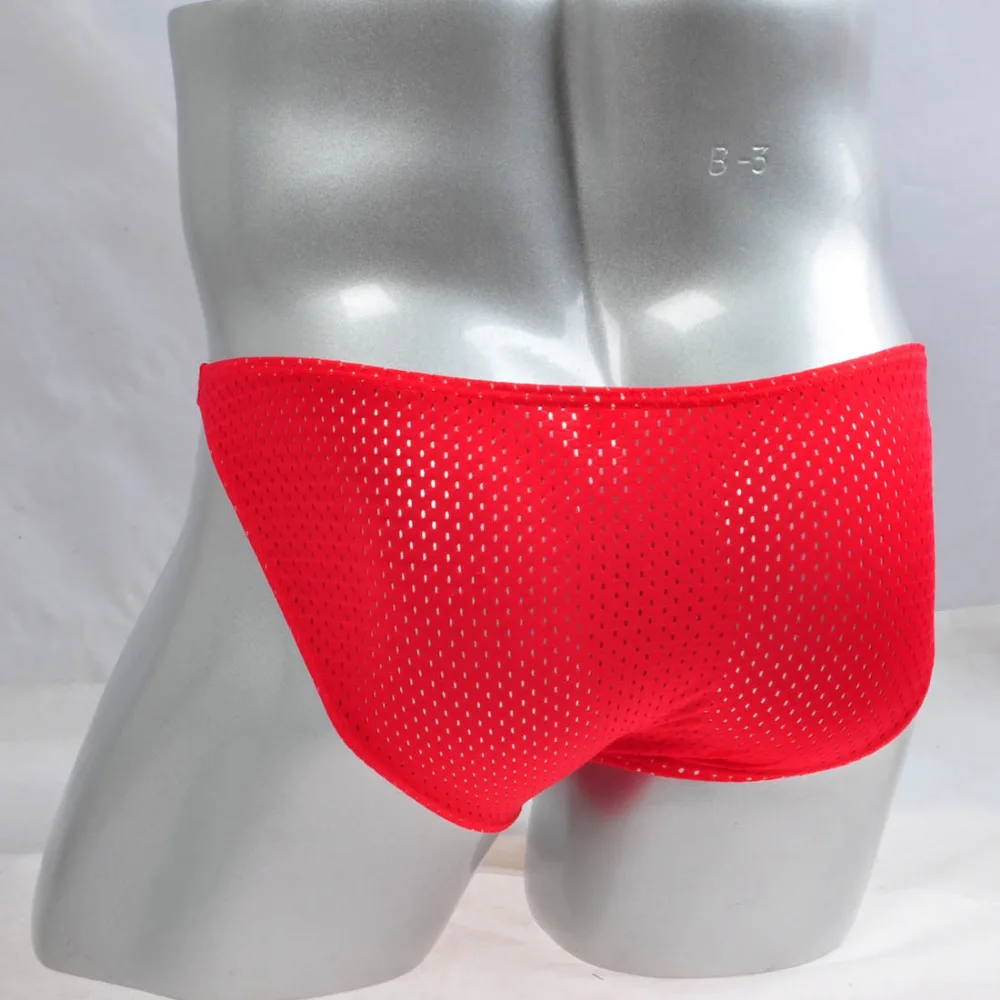 Enhanced Long Pouch Breathable Holes Sexy Men's Underwear Briefs Fashion Male Underpants Solid Color Charming Men Popular Shorts 6