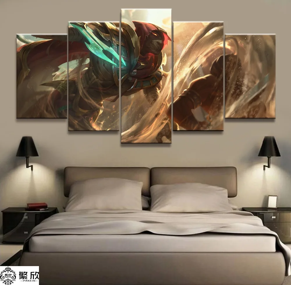 

5Panel LOL League of Legends Pyke Game Canvas Printed Painting For Living Room Wall Art Decor HD Picture Artworks Poster
