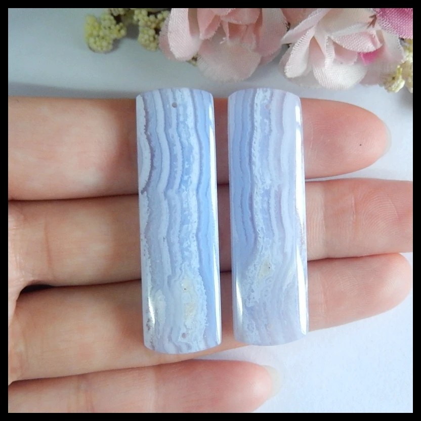 

Semiprecious stone Jewelry,birthday present,Blue Lace Agate fashion woman Earrings,45x13x5mm,13.2g