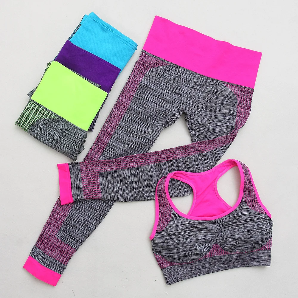 Лоскутные Спортивные костюмы для фитнеса, женский набор одежды для йоги, Сексуальная Спортивная одежда для тренировок, женские спортивные костюмы, спортивная одежда для бега