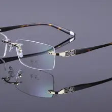 Мужские модные очки, металлическая оправа для очков без оправы, бриллиантовые украшения, оптическая оправа с очками по рецепту