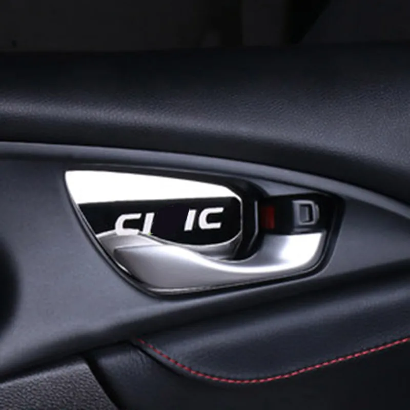 

STAINLESS STEEL INTERIOR DOOR HANDLE BOWL TRIM PAD STICKERS FOR HONDA CIVIC 2016 2017 CAR STYLING