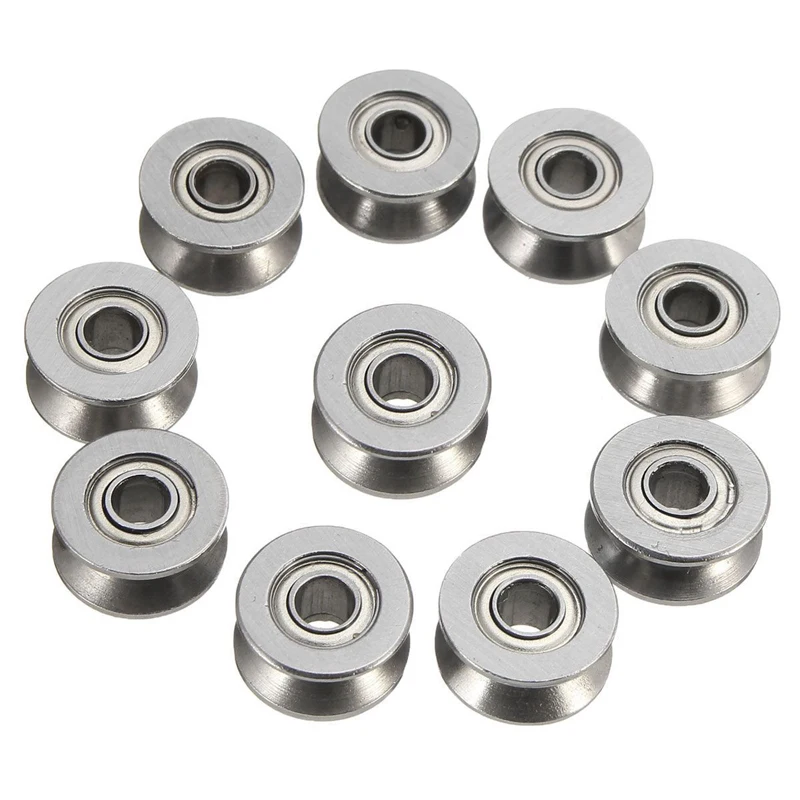

10pcs U Ball Bearing Carbon Steel Groove Ball Bearing Pulley Bearing For Ball Bearing Hardware Home Improvement Tool