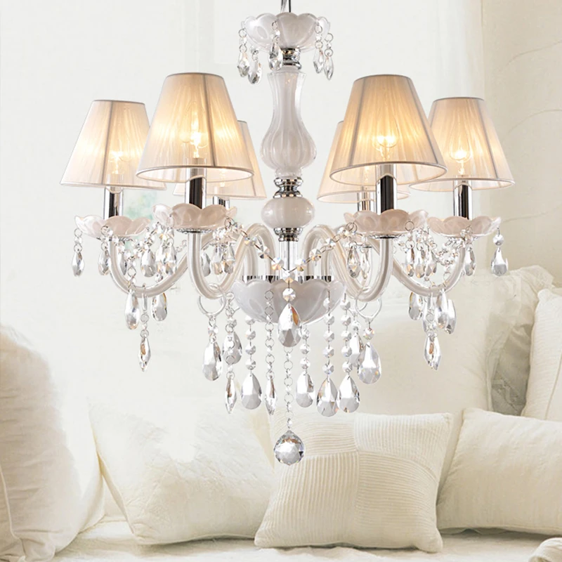 

New Modern White crystal chandeliers for Livingroom Bedroom indoor lamp K9 crystal lustres de teto ceiling chandelier