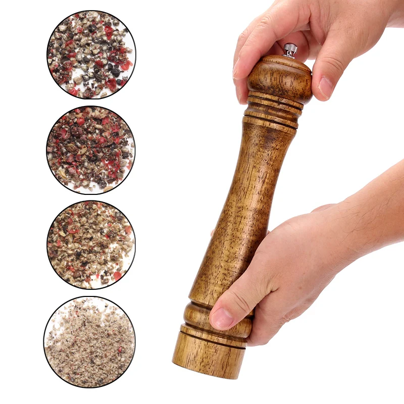 Salt and Pepper Grinder Set Wood with Adjustable Ceramic Rotor Refillable salt and pepper grinder