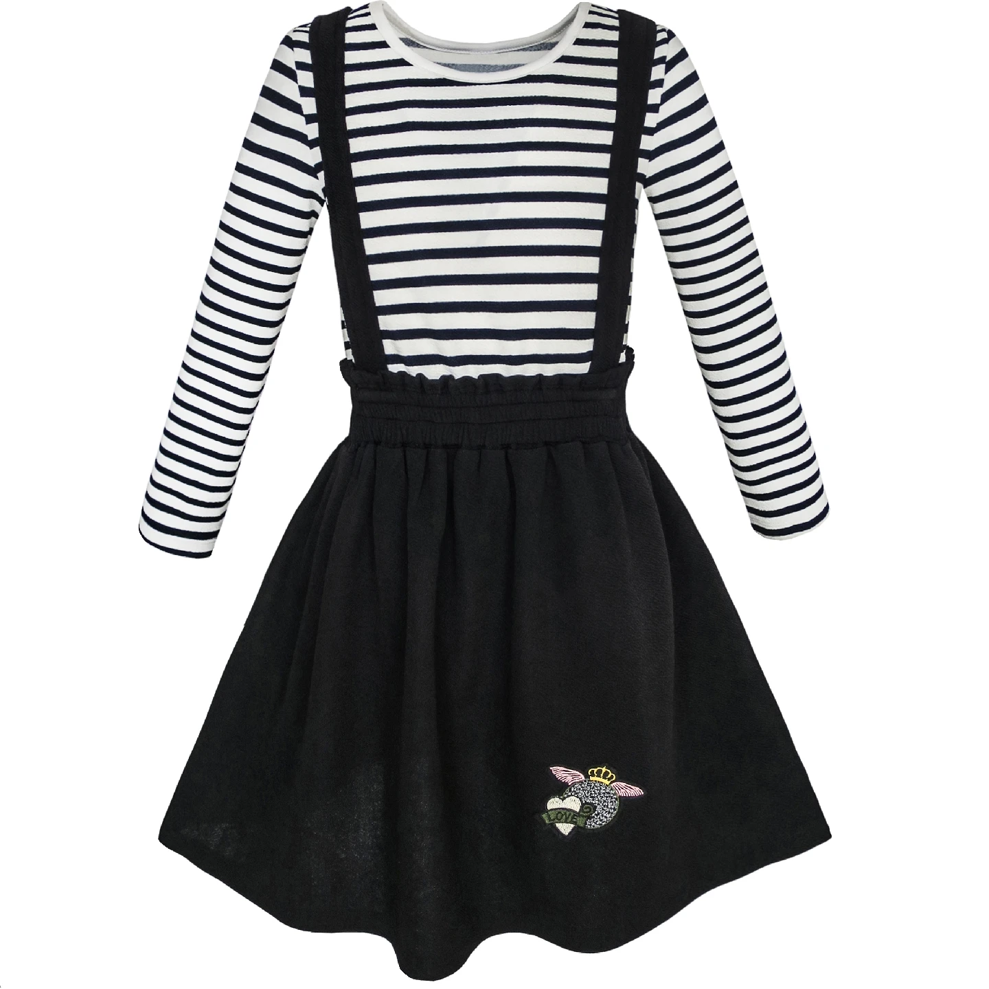 Sunny Fashion платья для девочек платье 2 куска Задавать Футболка подвязка Школьная