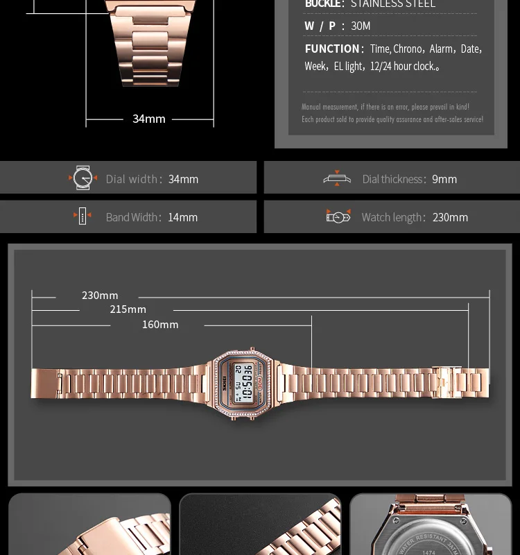 Роскошные женские часы, цифровой браслет, нержавеющая сталь, золотые наручные часы, Лидирующий бренд SKMEI, модные женские часы, часы с будильником