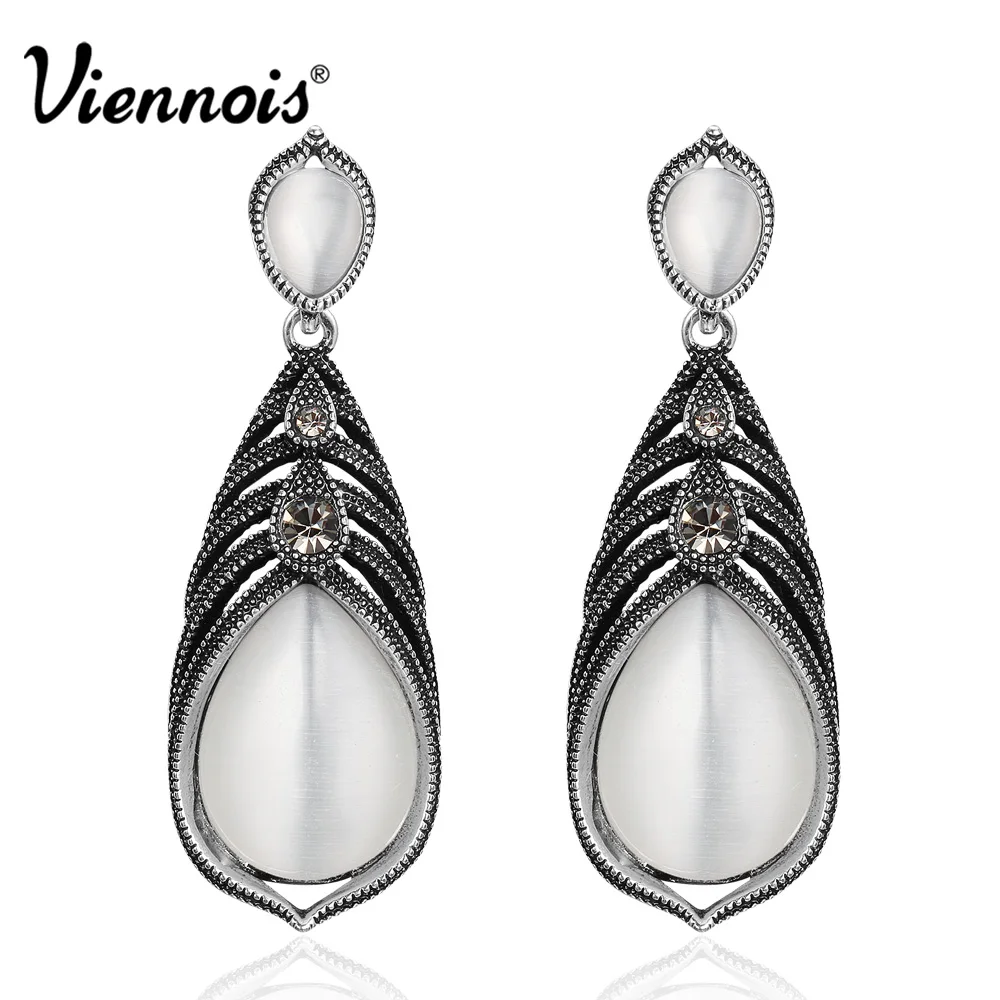 Viennois Новый Винтаж Серебряный цвет слоистых Water Drop Серьги для женщин со стразами и