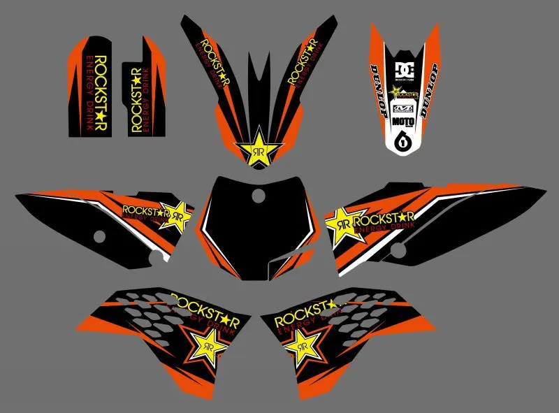 0533 стиль звезда(оранжевый и черный) командная графика и фоны наклейки Наборы для KTM 65 SX 2009 2010 2011 2012