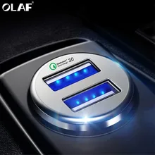 Олаф Quick Charge 3,0 Dual USB Автомобильное зарядное устройство портативный адаптер быстрой зарядки для iPhone XS Max samsung Xiaomi Зарядка для телефона планшета