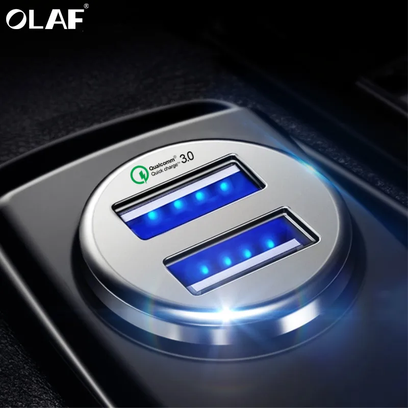 Автомобильное зарядное устройство Olaf Quick Charge 3 0 с двумя USB портами портативный