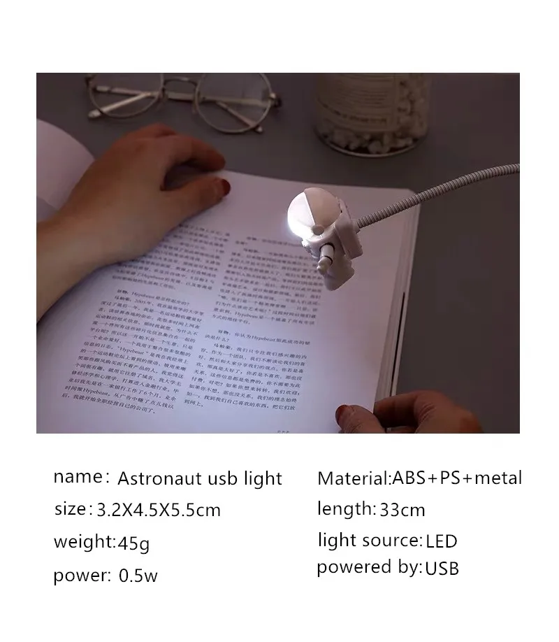 Абая гибкие космонавт астронавт трубка USB СВЕТОДИОДНЫЙ Ночник Лампа для компьютера ноутбук Laptop персональный компьютер чтения Портативный
