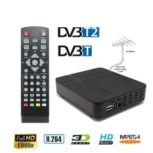 Mini Size FTA DVB T2 DVB-T Digital TV Terrestrial Tuner Receiver Convertor HDTV 1080P Set Top BOX HDMI Playback VHF UHF Antenna