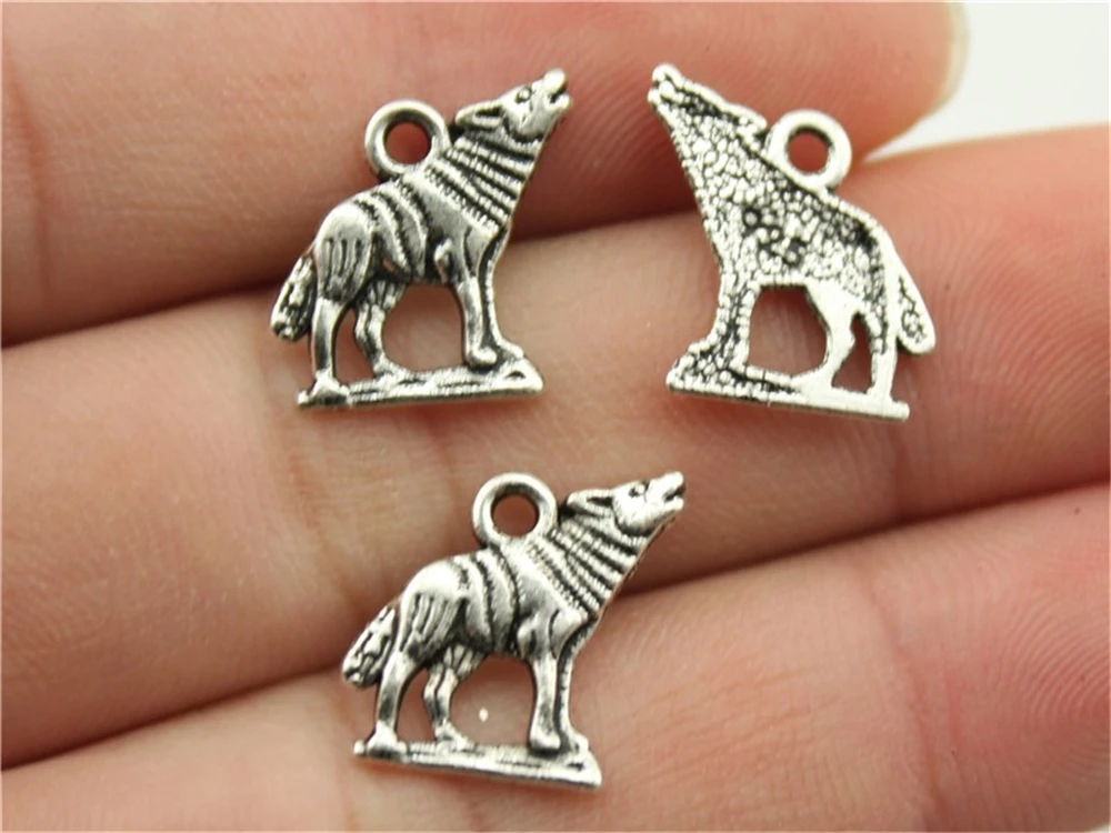 WYSIWYG 20pcs 15x15mm Charm Howl Wolf Howl Wolf Charms For Jewelry