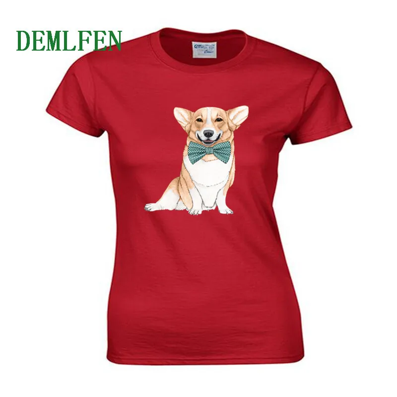 Dog Print T Shirt Women Short Sleeve O neck Cotton T Shirts