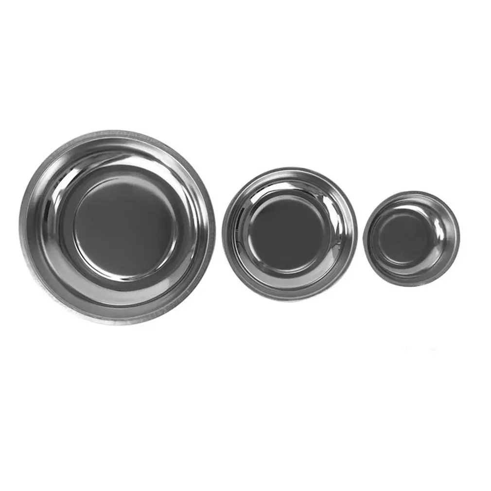 

Circle Stainless Steel Magnetic Parts Bowl Tool Tray Nuts Bolts Screws Part Tray Magnetic Parts Plate Silver