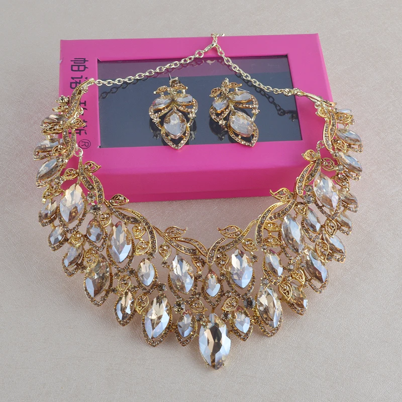 Silver Cubic Zirconia Exquisite Women Pendant Necklace Earring Jewelry...