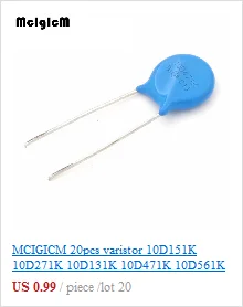 Mcigicm 20 штук Варистор 10D151K 10D271K 10D131K 10D471K 10D561K 10D681K 10D821K