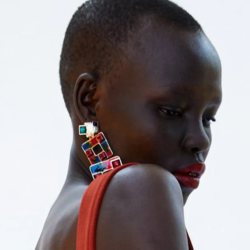 Dvacaman ZA Colorful Crystal Drop Dangle Earrings For Women Fashion Earrings Wedding Party Gifts Jewelry Wholesale Brinco Fashion Jewelry