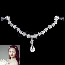 Кристалл спереди лоб голова цепи свадебные украшения драпировка головной убор