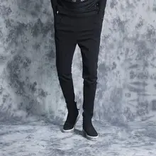 Тонкий Облегающие штаны Мужские Брюки Хомбре Брюки-карго для мужчин мужские панталоны на осень-зиму Эластичность Черный
