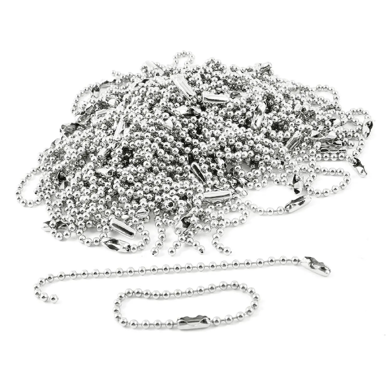 

100 Pcs 3.5" Long 0.09" Bead Dia Connector Clasp Ball Chain Keychain