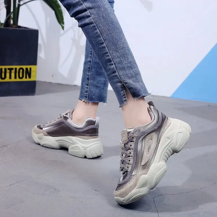 Femmes Plate Solide De forme Printemps Haute Punk Chaussures Vulcaniser Gris Troupeau Pour À rose Sneakers Mode Lacets Haut Semelle Aat8nw