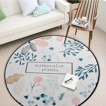 

WINLIFE Modern Round Area Carpets Colorful Leaves Pattern Rugs Anti-Skid Mats For Parlor/Bedroom/Yoga Play Tea Table Rugs