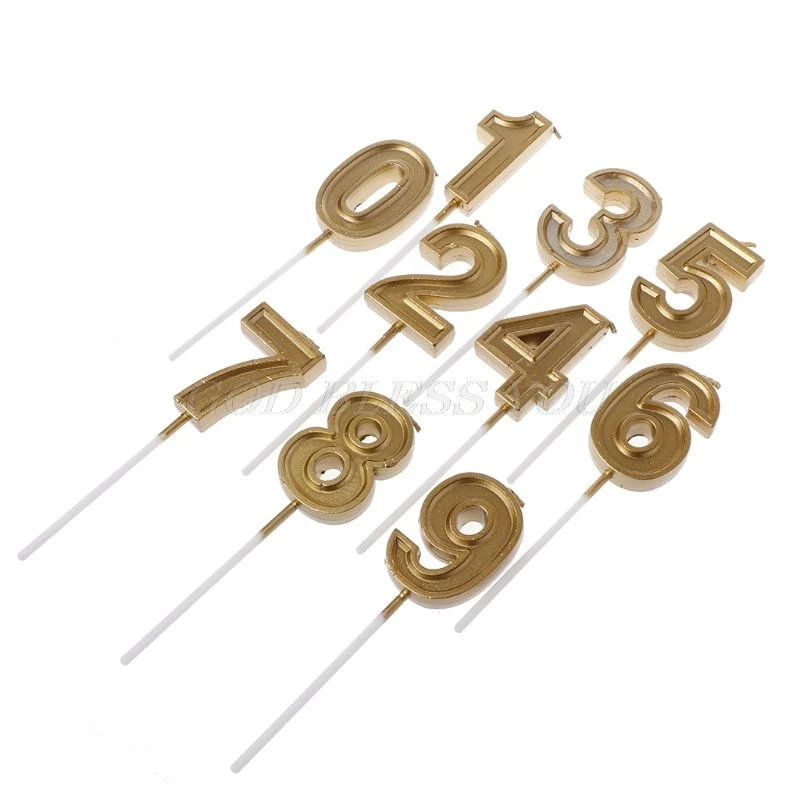 

1Pc 6x16.5cm Big Size Happy Birthday Cake Topper Number 0-9 Glitter Gold Candle Baby Shower Party Cake Decorating Supplies