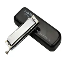 Hot Sale 10 Holes 40 Tones Advanced Chromatic Harmonica With Case Box Wipe Cloth For Musical