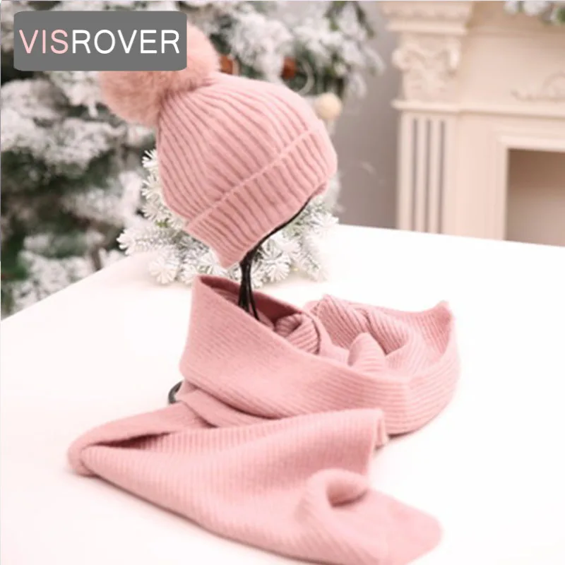 

VISROVER 12 colors Autumn winter solid color real acrylic beanies with pompom for man woman cashmere unisex Warm hat wholesales