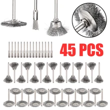 45 шт./компл. стальная проволочная щетка вращающаяся щетка проволочная колесная щетка шлифовальный станок инструмент