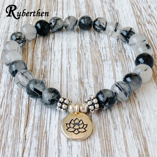 Ruberthen Genuine Rutilated Quartz Bracelet High Quality Men S Ruberthen Genuine Rutilated Quartz Bracelet High Quality Men S Depression Anxiety Relief Wrist Mala