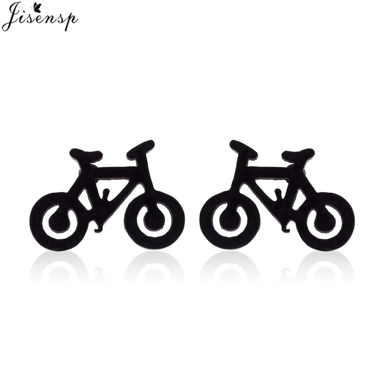 Jisensp милые крошечные велосипедные серьги для женщин, лучший друг, подарки, ювелирные изделия для ушей, модные черные цветные спортивные серьги-гвоздики для фитнеса