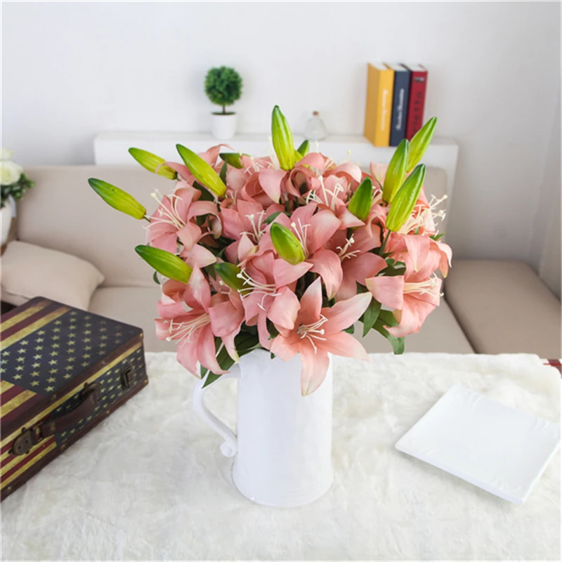 10pcs Pvc Perfume Lily Fresh Style Desk Ornaments Artificial Flowers