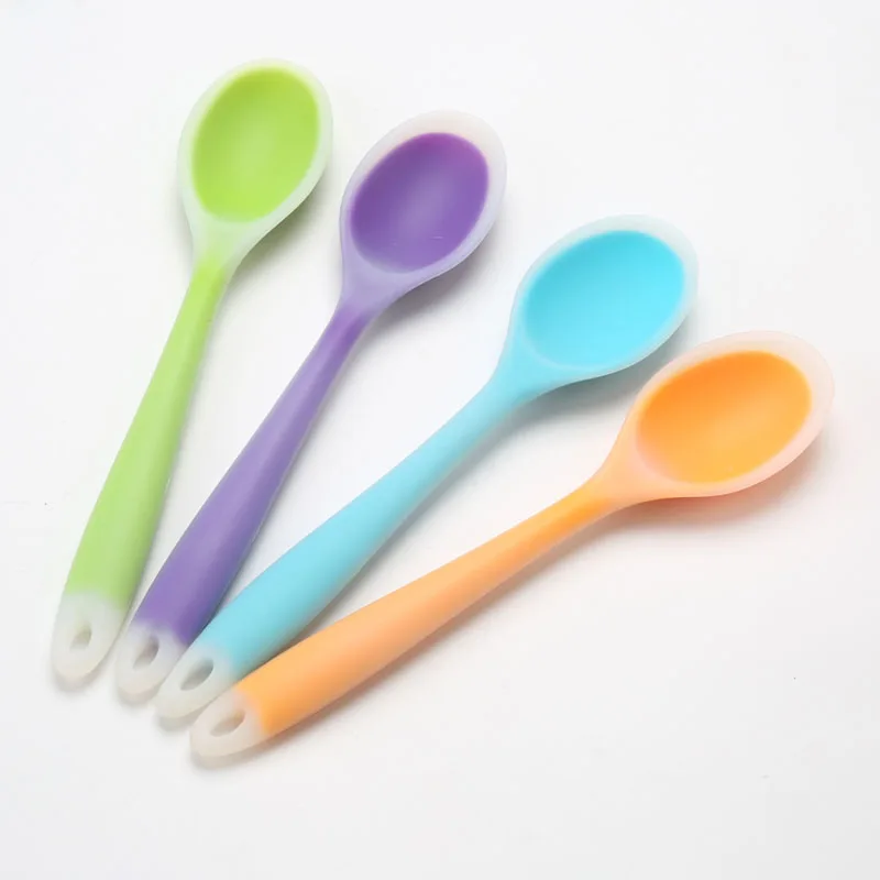 50pcs 27.7*5.8*2cm Food Grade Silicone Spoon Teaspoon Heat Resistant
