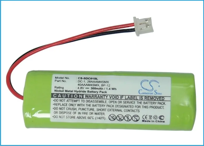 DC-1 аккумулятора Cameron Sino 300mAh для приемника Dogtra 1100NC, 1200NC, 1202NC, 1400NCP, 1500NCP, 1600NCP, 1700NCP, 1800NC, 1802NC, 1803NC