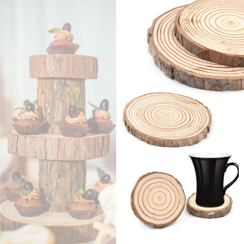 Natural Wooden Slice Cup Mat Coaster Tea Coffee Mug Drinks Round Holder Random