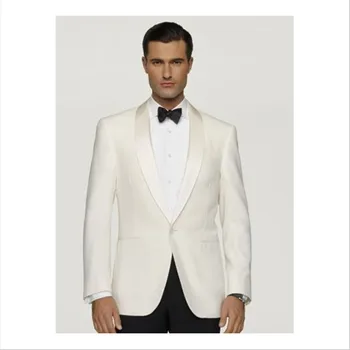 

costume homme mariage Ivory Mens Suits Groom Tuxedos latest coat pant designs Dinner Best Man Suits (Jacket+Pants+Tie)