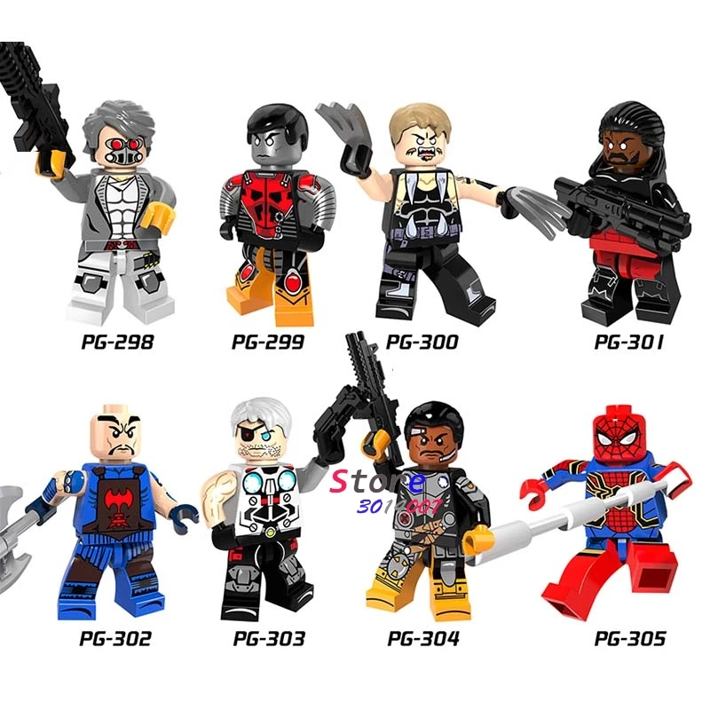 

Single Super Hero Marvel Comics X-men Saber-toothed Colossus Pogue Shadowcat Bishop Spiderman building blocks toys for children